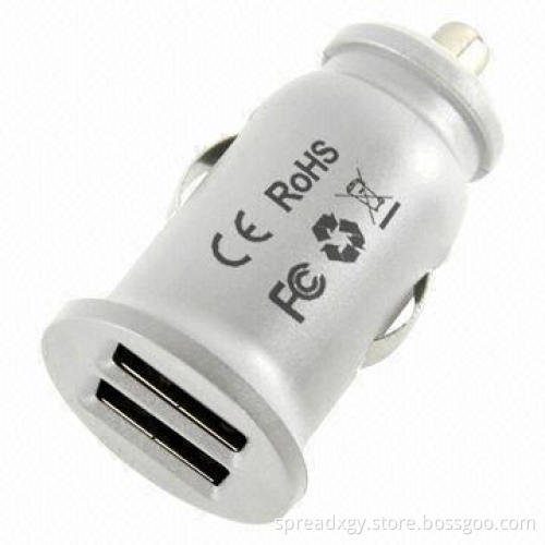 Car Adapter with Dual USB Ports, Compatible with iPhone Series and Other Mobile Phones